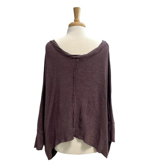 Free People Wool Blend Oversized Asymmetrical Dolman Sleeve Sweater Purple M/L - Picture 6 of 8